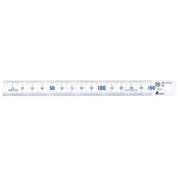シンワ 13341 直尺 タフホワイト 15cm青数字入 JIS ステンレス 本体サイズ175×15×0.5mm ネコポス可 在庫