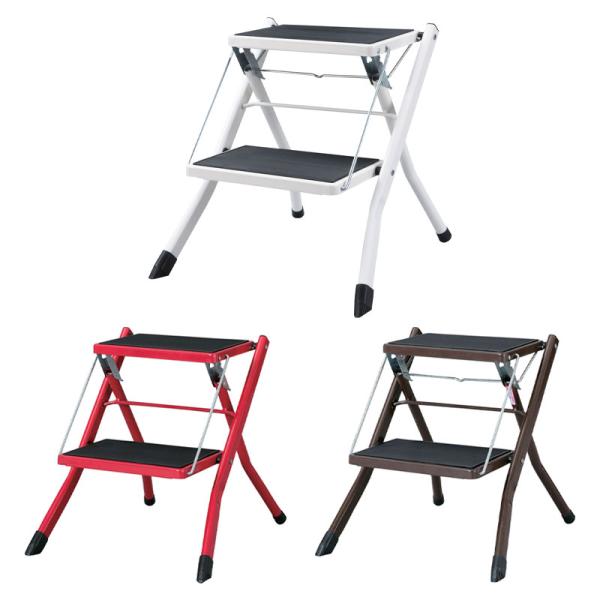 折りたたみ式 ステップ台 アシスタステップ台 折りたたみ 2段 踏み台 脚立 スチール PC-334 WH ホワイト BR ブラウン RDレッド  東谷