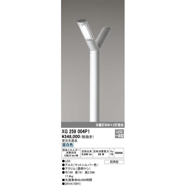オーデリック　XG259004P1　LED街路灯 Σ