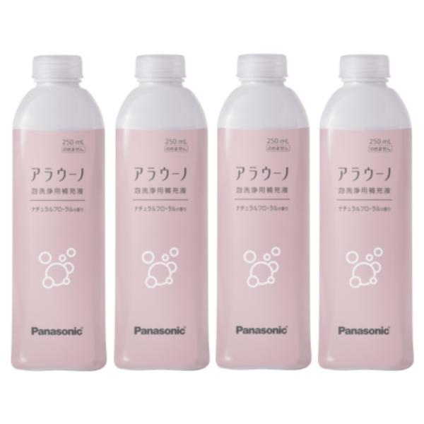 アラウーノ用 泡洗浄補充液(洗剤) 香りつき用途:アラウーノ 泡洗浄用(トイレふき掃除にはご使用にならないでください)液性:中性内容量:250mL×4本※商品の機能・詳細につきましてはパナソニックのホームページか下記までお願いいたします※【...