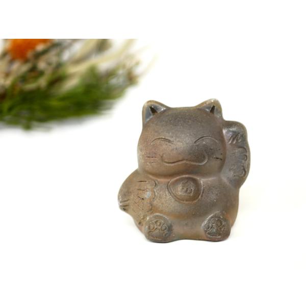 招き猫(左手)/津軽金山焼 陶器 置き物 招き猫 かわいい インテリア