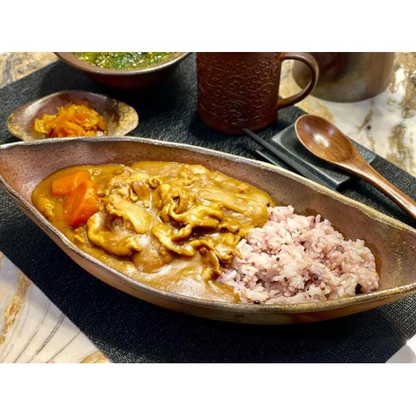 舟形カレー皿/津軽金山焼 金山焼 陶器 器 カレー皿 食器 手作り 日本製