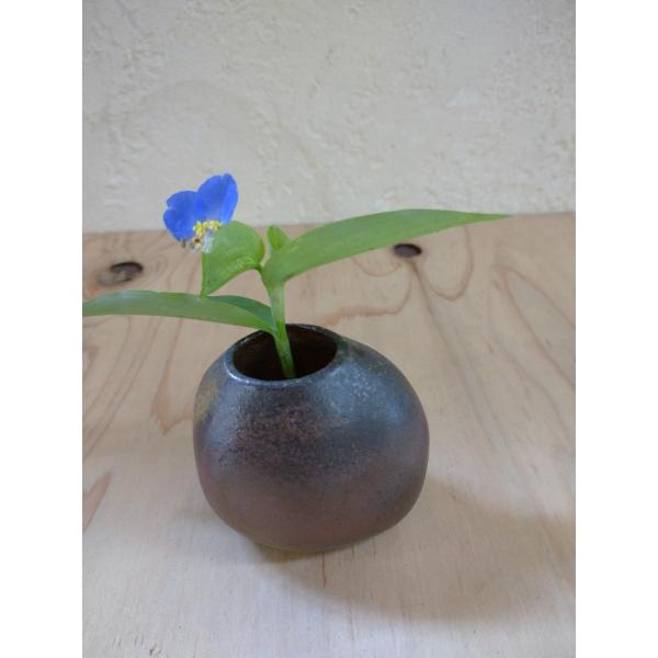 石花入B/津軽金山焼 金山焼 豆花入れ 花入れ 花器 小さい 小ぶり 丸