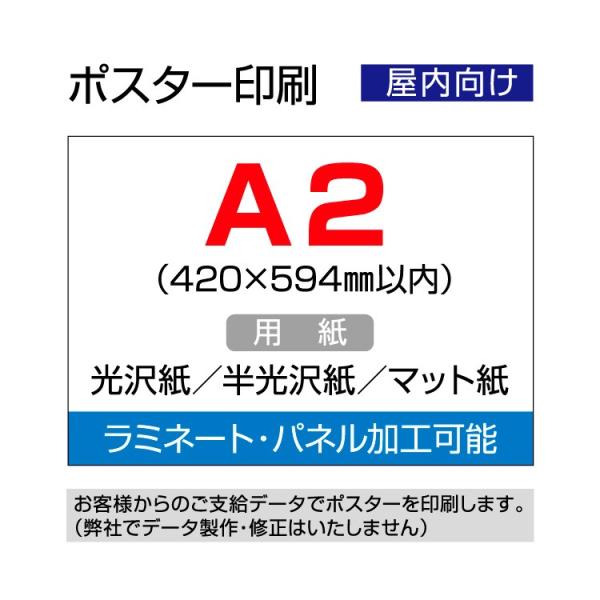 ポスター印刷 (屋内用) A2 (420×594mm以内) : 看板いいな ヤフー店
