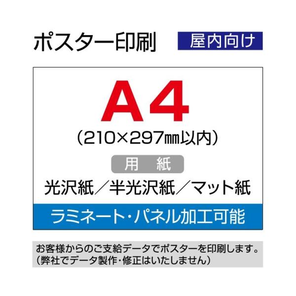 ポスター印刷 (屋内用) A4 (210×297mm以内) : 看板いいな ヤフー店