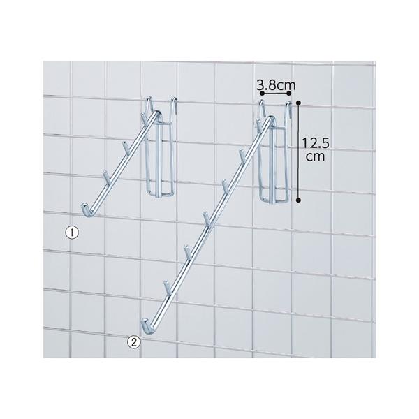 ネット用傾斜フック30°(直径8mm) 7連 (1本) ※ネット什器オプション / kp38-130-12-2