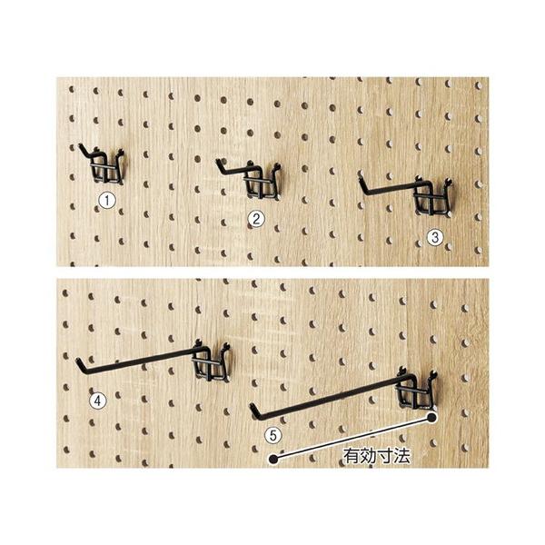 有孔パネル用フック(直径4mm) ブラック L20cm (10本) / kp38-426-98-5