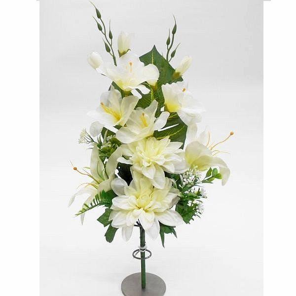 造花 仏花・盆花 白 42cm（仏壇 お墓 お供え花 供花 白ゆり