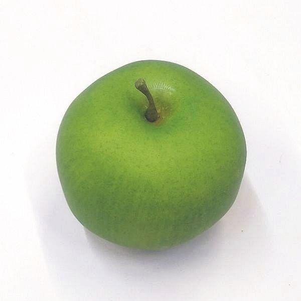触った感触もリアルな作り物の緑のリンゴ（グリーンアップル）です。赤いリアルタッチアップルとセットでお使い頂けます。実径：約8.5cmりんご造花、造花りんご,アップル