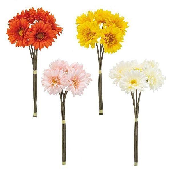 ガーベラ造花（アートフラワー）5本束 花径10cm : フラワー