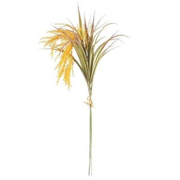 稲穂の造花。秋のディスプレイ等に。穂先、葉ともに軟質プラスチック製です。※茎を曲げて梱包する場合がございます。あらかじめご了承下さい。全長：約60cm穂先：約15cm造花 フェイクグリーン 稲 稲穂 イネ ライス