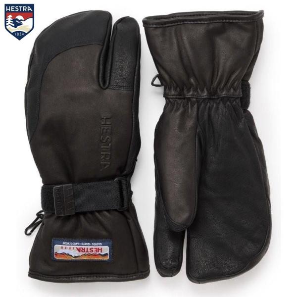 27 HESTRA  ヘストラ   3-Finger Full Leather  30872  100  Black  スキーグローブ