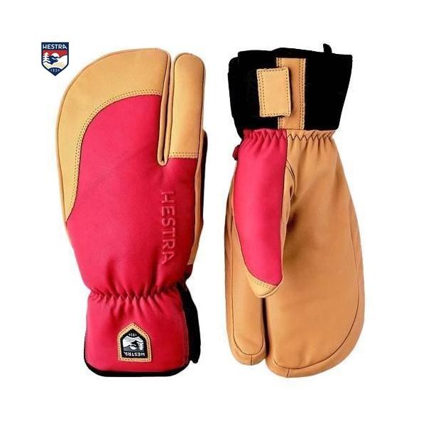 27 HESTRA  ヘストラ   Topo 3-Finger  33872  540701  Flame Red /Tan  スキーグローブ