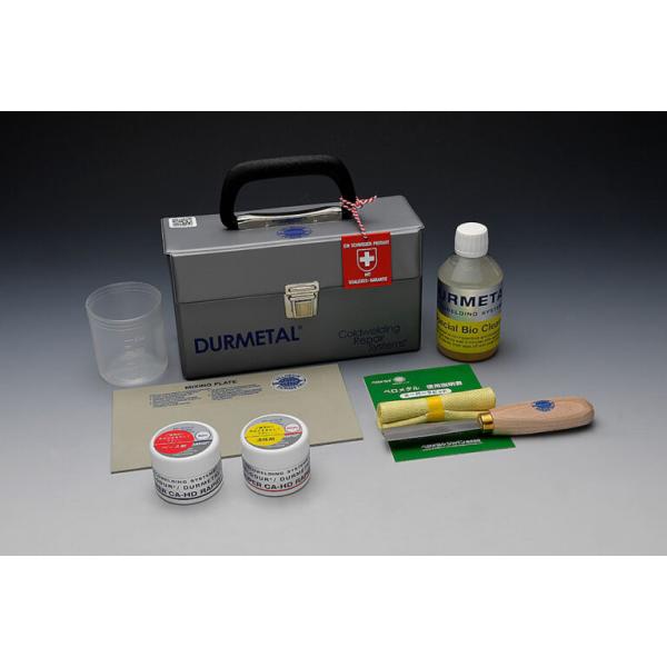 ベロメタル スーパーラピッドキット125g【セット内容】スーパーラピッド125ｇ（ベース剤+活性剤）クリーナー250ｍｌ補強テープ1ｍ巻混合板１枚混合用ヘラ１本コップ１個バッグ入り