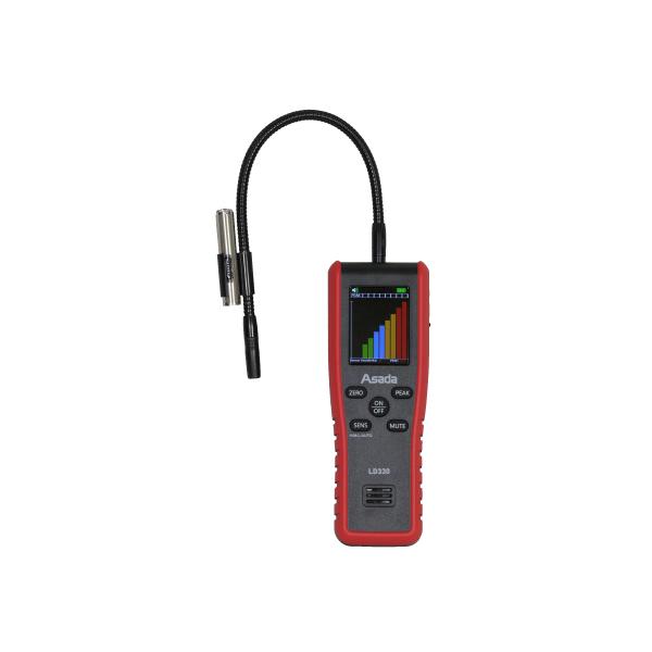 アサダ リークディテクタ LD330 液晶モニター搭載赤外線式漏洩検知機 ●高輝度 H：3g/年、M：7g、L：14g年の3レンジ ●自動感度切替モード：漏れ量に合わせて自動で感度を切り替える。●ピークホールド：最大漏れ量をインジケータ―で...