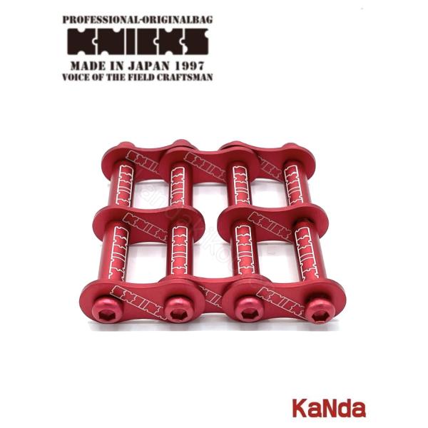 KNICKS　ニックス　ALU-3-R　【レッド】　アルミ製金具一式　KNICKSロゴ入り（3連結タイプ・アルマイト加工）