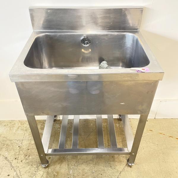 北海道・九州・沖縄・離島等追加送料有【中古】 業務用 ステンレス 1槽シンク BG付 幅600×奥行450×高765mm (No.a334) 厨房機器