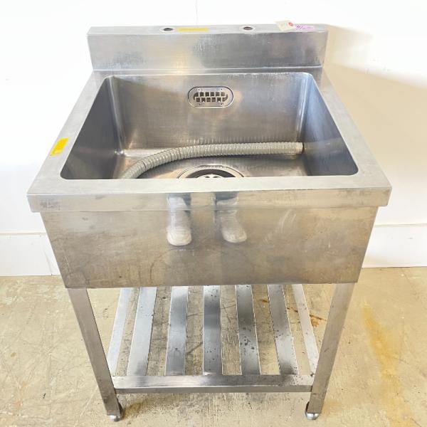 北海道・九州・沖縄・離島等追加送料有【中古】 業務用 ステンレス 1槽シンク BG付 幅600×奥行600×高800mm (No.a409) 厨房機器