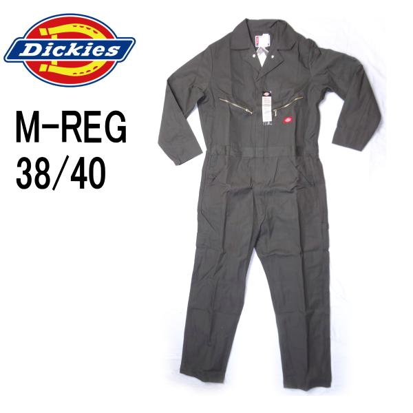 Dickiesディッキーズのカバーオール、綿35%/ポリエステル65%、オリーブグリーン作業服、緑つなぎ・サイズM-REG38/40/肩幅46cm/裄丈83cm/袖丈60cm/身幅50cm/股下77cm裾上げ無料大きいサイズビックサイズビッ...