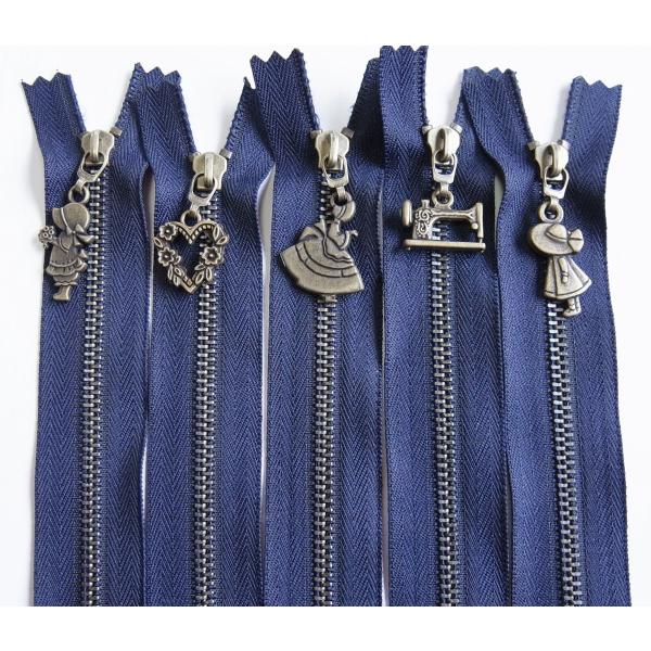 チャーム付きファスナー 20cm 5本 560 紺 : 毛糸と手芸の店 カネコヤ