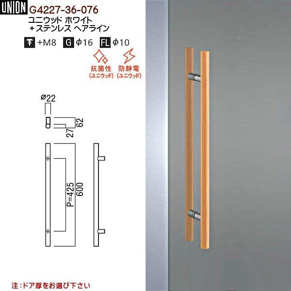 【Euさま】UNION ドアハンドル：ウッド＋ステンレス ミラー 1セット ドアハンドル ユニオン G4227-36-076 長さ：600mm : カネマサかな