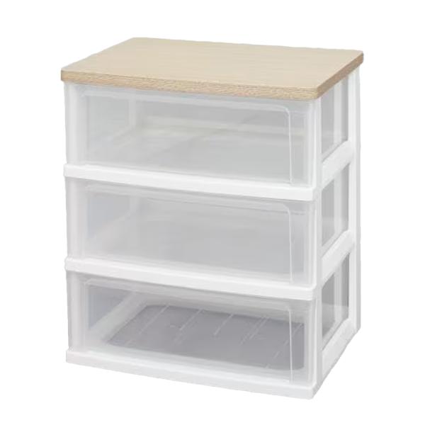 他サイト： アイリスオーヤマ ウッドトップチェスト WTW-543 3段 フレンチオークの商品画像