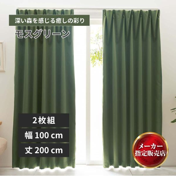 他サイト： 【ベルーイ】カーテン 防炎 防炎1級遮光ドレープカーテン モスグリーン 幅100cm 丈200cm 2枚セット メーカー直送品【ユニベール】【法人様にもお勧め】の商品画像