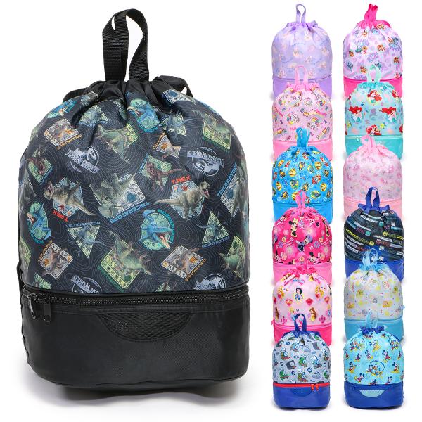 キャラクター ２ウェイ ボンサック キッズ/子供/小学生/男子/女子 ブラック/ブルー/ピンク/パープル W約24.5cm×H約37cm×D約19cmキャラクター ナップサック リュック スイムバッグ プールバッグ キッズ 子供 男の子 女...