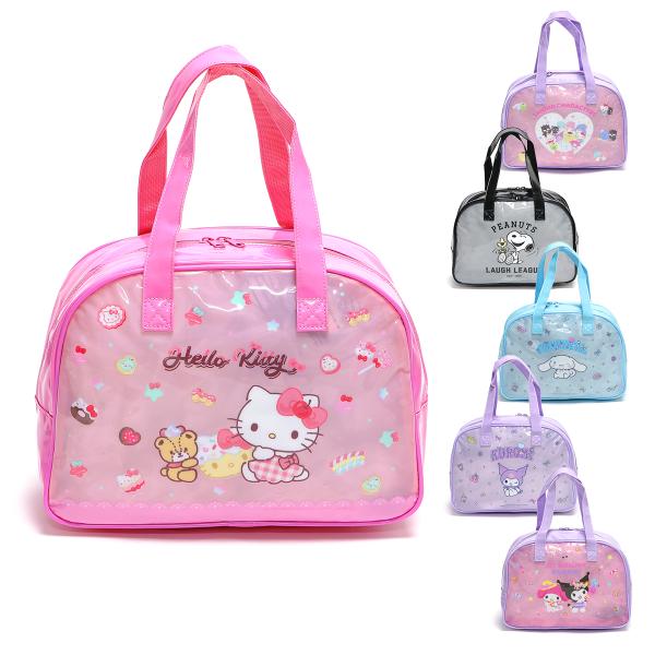 サンリオ プールバッグ ビーチバッグ ビニールバッグ スイムバッグ ボストン型 ファスナー付 キャラクター キッズ 子供 園児 ハローキティ/縫製 ボストン