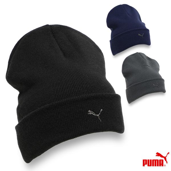 ニット帽 ビーニー ニットキャップ プーマ ブラック ネイビー グレー メタルキャット ハイクラウン メンズ レディース 026404
