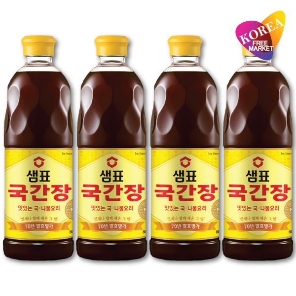 センピョ スープ醤油 860ml 4本セット / 韓国 チゲ、ナムル料理用　カンジャン 調味料 sempio セムピョ 泉標 グック醤油 真醤油  しょう油