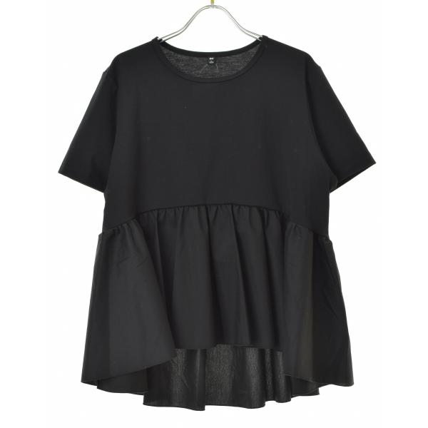 GU / ジーユー 布帛コンビネーションT 半袖カットソー