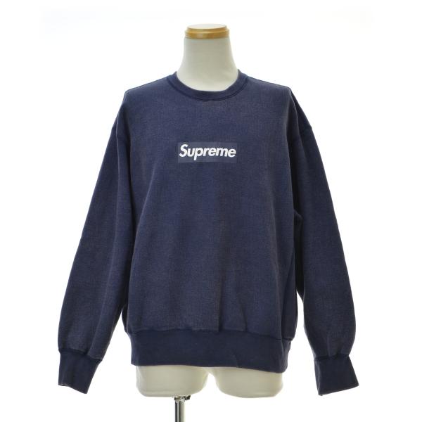 Supreme ネイビー ウォッシュボックスロゴ　XL 最終 Supreme（シュプリーム） 25SS Washed Box Logo Crewneck Navy 長袖