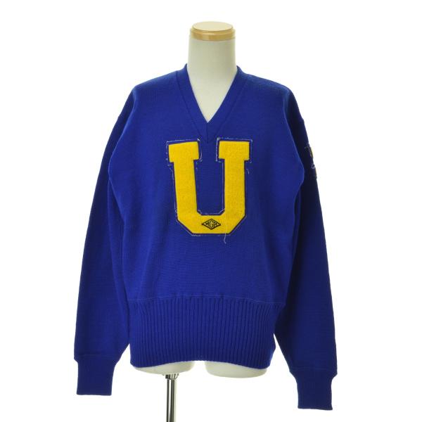 VINTAGE / ヴィンテージ レタードカレッジVネック 長袖ニットセーター  