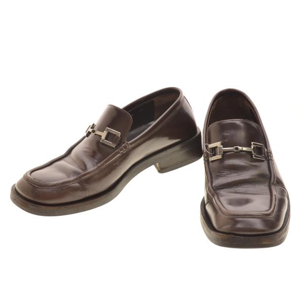 高級✨イタリア製✨グッチ 【24相当】ビットローファー 金具 /スクエアトゥ Gucci ホースビット スクエアトゥ ローファー | ブラック