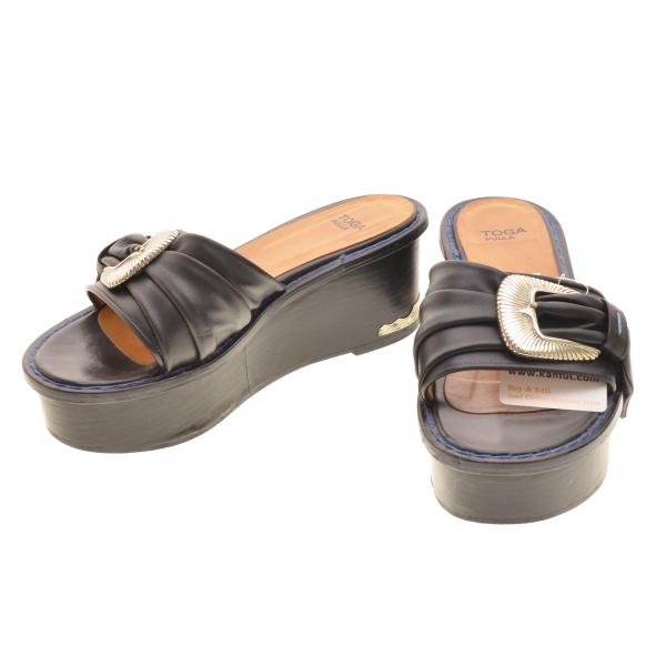 【TOGA】メタル装飾 レザー プラットフォーム サンダル TOGA PULLA トーガ プルラ サンダル METAL SNEAKER SANDALS