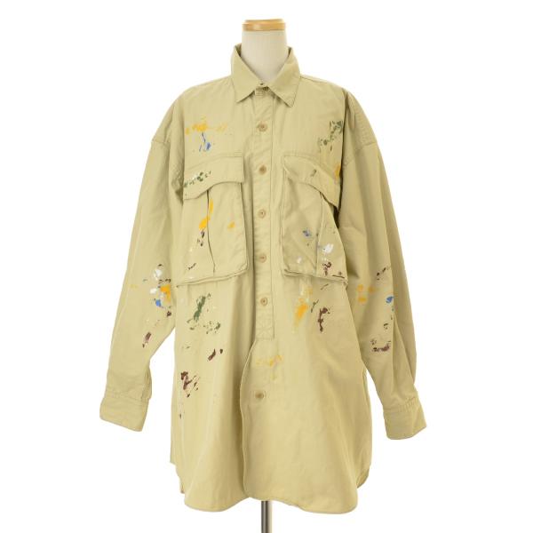 【KATHARINEHAMNETT】23AW 23A-KHLS-11 COTTON TWILL PAINTED LONG SH コットン ツイル ペイント長袖シャツ KATHARINE HAMNETT（キャサリンハムネット） 23AW 23A-KHLS-11 COTTON