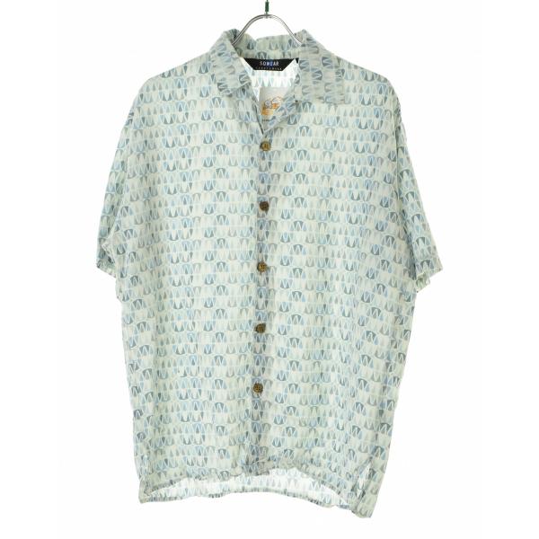 SQWEAR USA製 総柄 オープンカラー アロハ ハワイアン 半袖シャツ