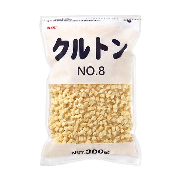 焼き上げたパンを８ｍｍ（目安）のサイズにカットしたプレーンタイプのクルトンです。サラダだけでなく、スープの浮き身としてもお召し上がりください。内容量：３００ｇ【普通便】