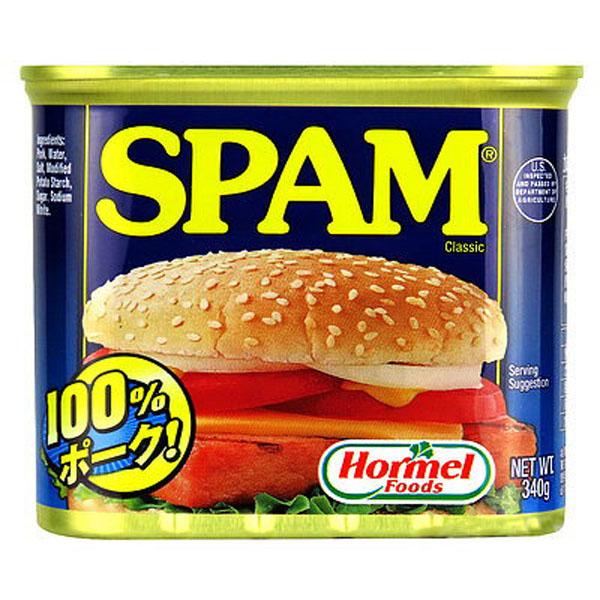 ポークランチョンミートの元祖ＳＰＡＭ！スパムは、米国ホーメル社が１９３７年、世界に先駆けて開発したランチョンミートの元祖で最高級の品質を誇る逸品です。最も美味な豚もも肉をベースに食塩、砂糖などで味付けしたランチョンミートです。フライパンでそ...