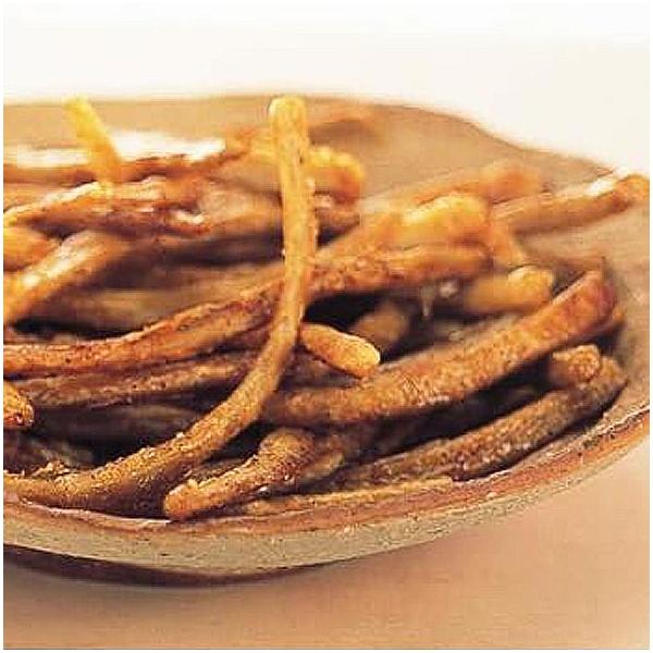 食物繊維豊富なごぼうをスティック状にカットしてあります。スパイシーな味付けがおつまみに最適です。【内容量：５００ｇ／冷凍便】