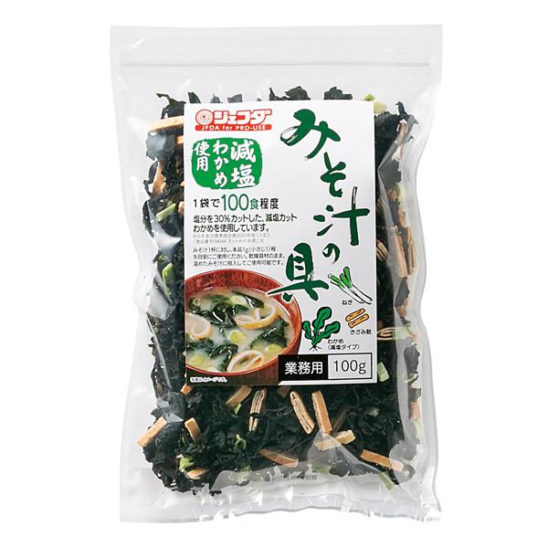 塩分を３０％カットした、減塩カットわかめを使用しています。減塩わかめ、焼麩、ねぎの３種類の乾燥具材をミックスしました。　内容量：１００ｇ　【普通便】