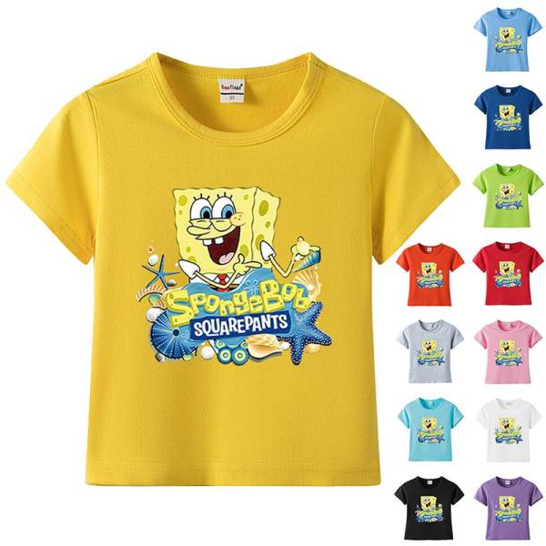 【14色展開】春夏新作 子供服 半袖Tシャツ スポンジボブ 100%綿 ラウンドネック 丸首 男の子 女の子 子ども服 小学生から幼稚園児に最適