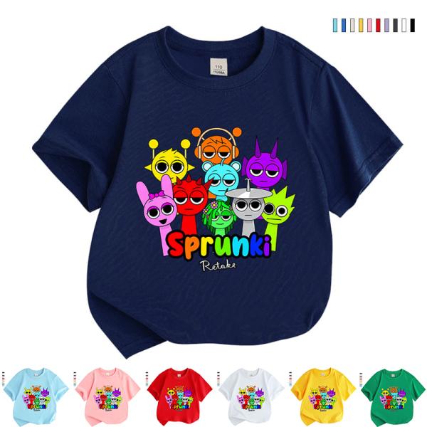 スプランキー sprunki  子供服 半袖Tシャツ 通気性 肌着 100%綿 丸首 男の子 女の子 子ども服 小学生 キッズトップス 100 110 120 130 140 150 160cm