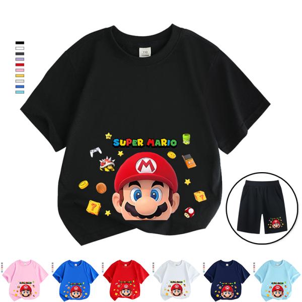 マリオ Tシャツ  男女兼用  子供 キッズ 子ども 男の子 女の子 半袖シャツ 服　黒　白　黄 シャツ  子ども服 小学生 キッズトップス 100 110 120 130140150160cm