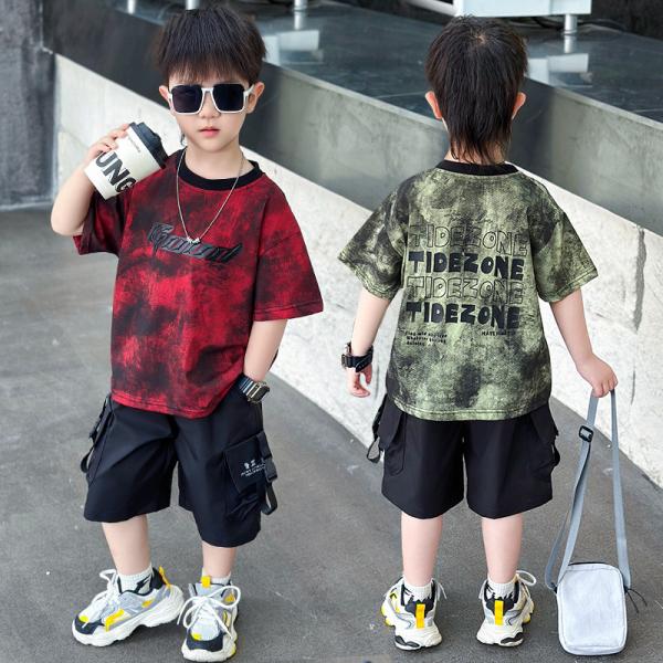 上下セット 2点セット 男の子 キッズ ジュニア 子供服 夏セットアップ 薄手 ボーイズ ジャージ  キッズ ズボン トレーナー  半袖Tシャツ ハーフパンツ 半ズボン