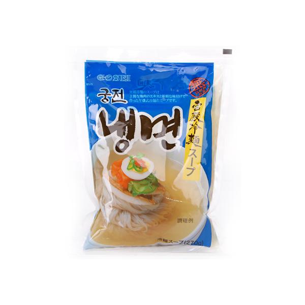 名称宮殿冷麺スープ原材料名サイダー、酢、チキンエキス、牛肉エキスパウダー、砂糖、ビーフエキス、果糖、食塩、調味料(アミノ酸等)、酸味料、香料(原材料の一部に鶏肉、牛肉、大豆、小麦を含む)内容量270g賞味期限別途記載保存方法直射日光、高温多...