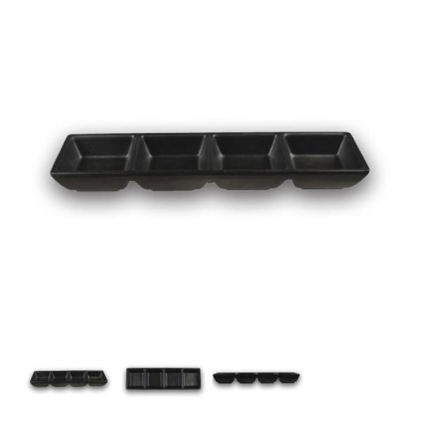 スタイリッシュ メラミン食器 (Mat Black)【たれ角皿（４連）】