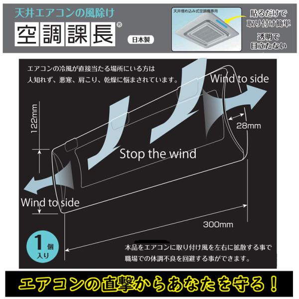暖房 冷房 エアコン 風よけ 空調課長 1個入り 風向き 調整 板 風除け ルーバー 軽量 コンパクト