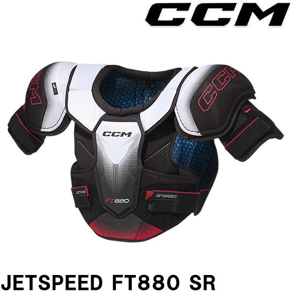 ■CCM（シーシーエム）ショルダー　JETSPEED　FT880　Senior優れた保護力と可動性を備え、競技志向のプレーヤーに最適です。●PE フォームパッドを使用した 2 層フロント構造で通気性と柔軟性が向上します。●成形PEを使用した...